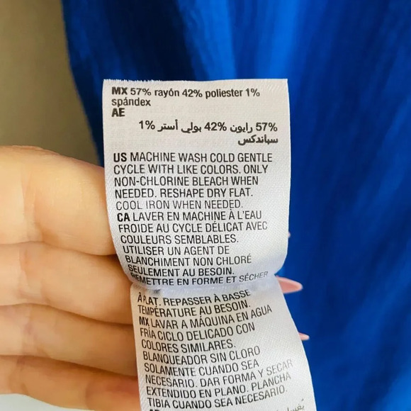 ALFANI Size Large Blouse - Blue Tunic Top Crinkle Lightweight - Picture 8 of 9